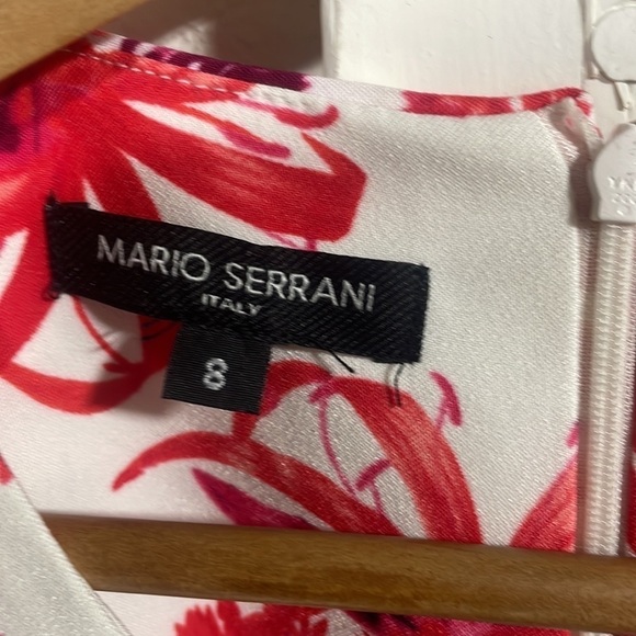 Mario Serrani Red| White Floral Sheath Dress Sz 8 - Picture 2 of 4